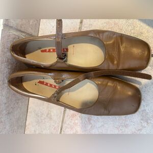 PRADA mary jane flats ballot logo shoes strappy wedge y2k Triangle Ballerina